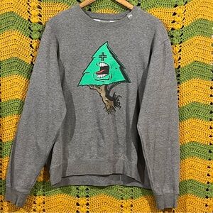 LRG y2K Screaming Tree Graphic Sweatshirt Grey Green M
